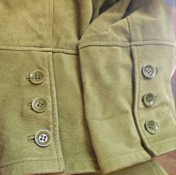 BERNARDO leather suede   green  jacket M - Picture 13 of 13